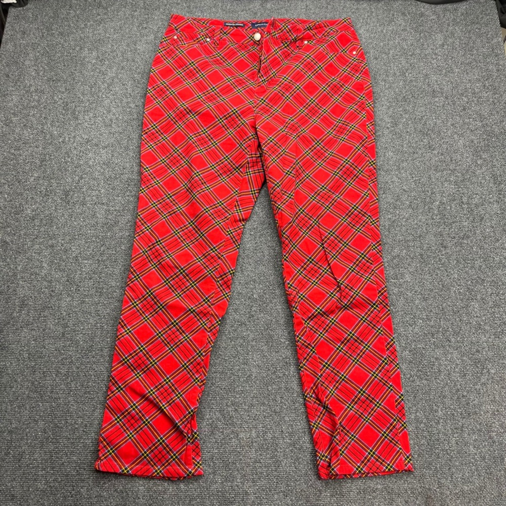 Charter Club Lexington Straight Plaid Tartan Red Holiday Christmas Pants
